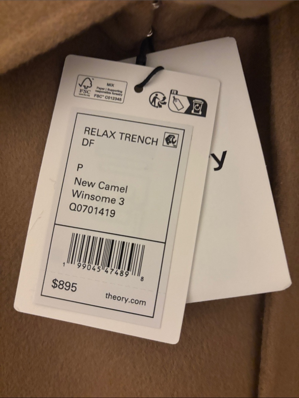 Theory Relax Double-Breasted Tan Trench Coat nwt - Picture 13 of 13